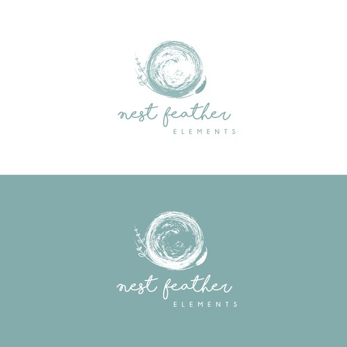 Element design with the title 'Nest Feather Elements Logo Concept'