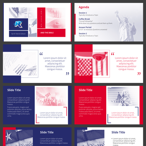 Bible design with the title 'A Duotone Presentation Template on Immigration'