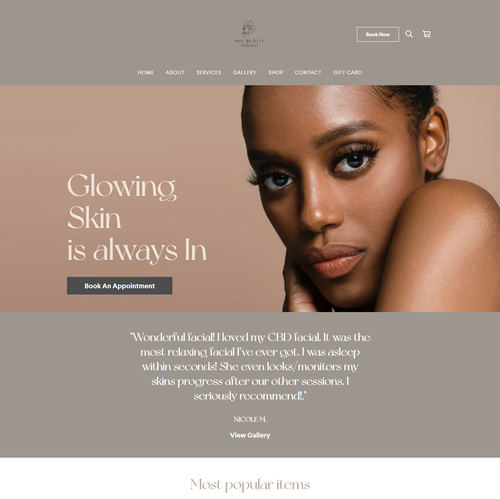 Hair salon design with the title 'WEBSITE DESIGN FOR SKINCARE BRAND - NOX BEAUTY'