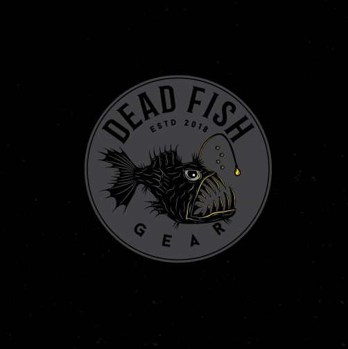 Fisherman logo with the title 'Edgy logo for fishing gear company.'