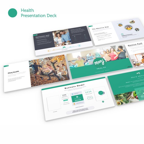 Presentation design with the title 'Clean Presentation Templates for Health care company'