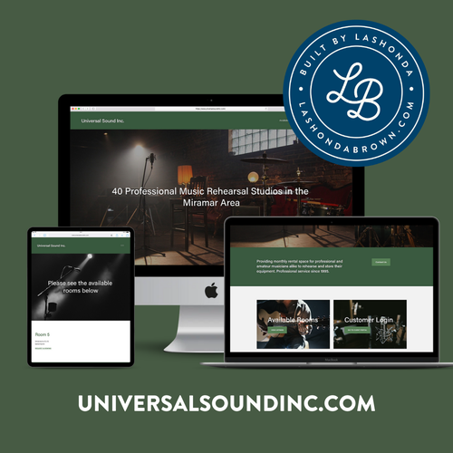 Music website with the title 'UNIVERSAL SOUND | Rehearsal Studios'