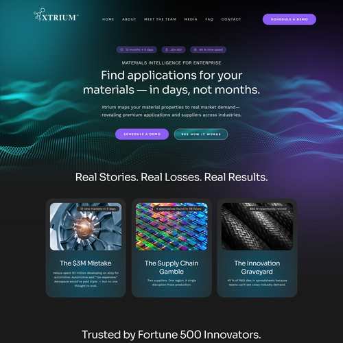 Artificial intelligence website with the title 'Xtrium Website Concept'