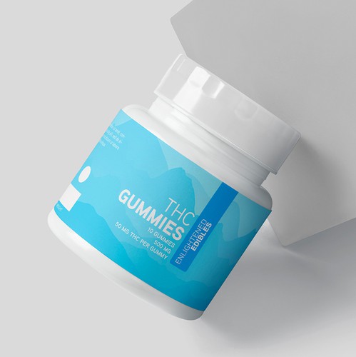 Cannabis label with the title 'THC Gummies - Label Design'