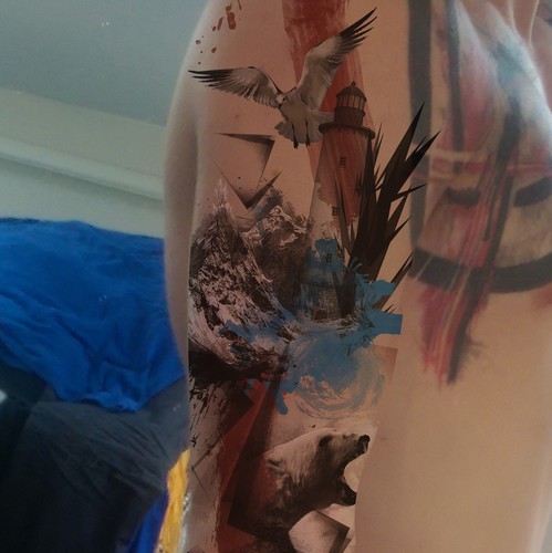 Tattoo artwork with the title 'Trash Polka Tattoo'