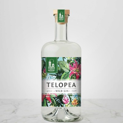 Telopea Wild Gin , label design 