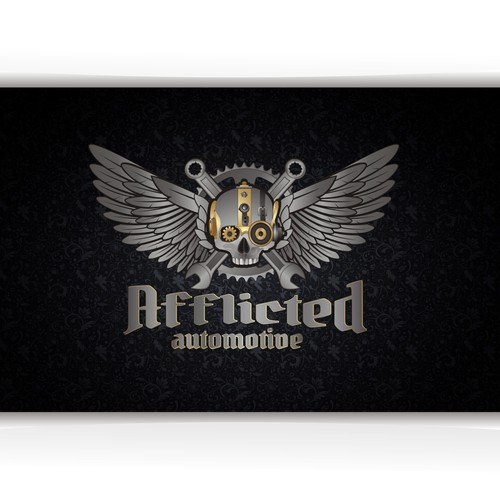 Heavy metal logo with the title 'Custom Auto Shop - Steam Punk, Dark Vintage, Gothic'