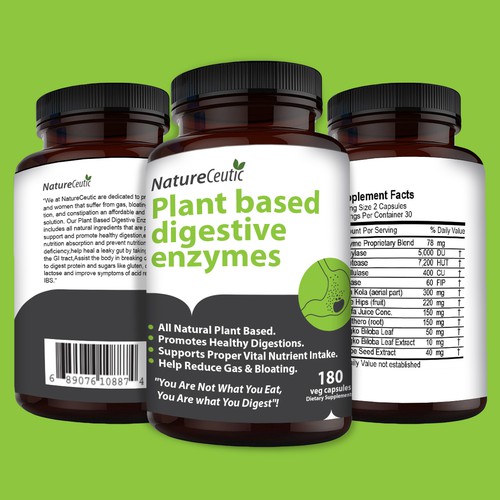 Nutrition label with the title 'Natureceutic, organic supplement '