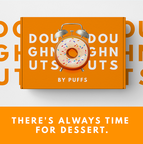 Orange packaging with the title 'Packaging concept for Doughnut Company'