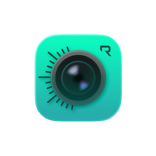 Liquid design with the title 'Apple Liquid Glass app icon for camera app '