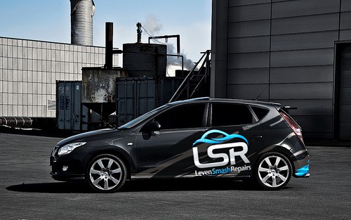 Decal design with the title 'Car Wrap for Auto Body Shop'