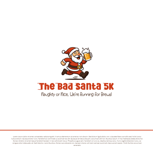 Santa Claus logo with the title 'santa running with beer'