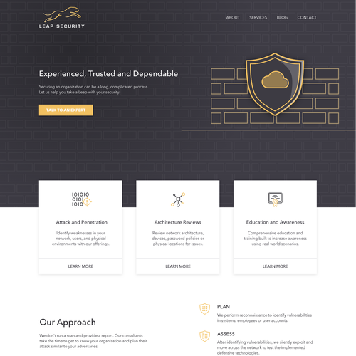 Security website with the title 'Landing for security company'