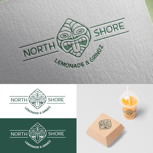 Hawaii logo with the title 'Logo concept for North Shore Lemonade & Grindz'