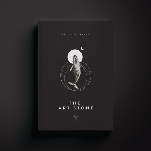 Minimal book cover with the title 'The Art Stone, a minimalist fantasy book cover.'