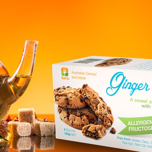 Biscuit packaging with the title 'Contemporary and striking pack for biscuit'