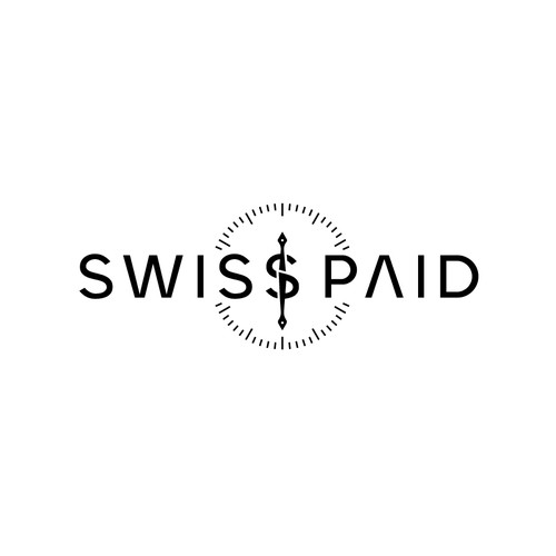 Dollar sign logo with the title 'Wordmark logo concept with dollar mark for 'SwissPaid''