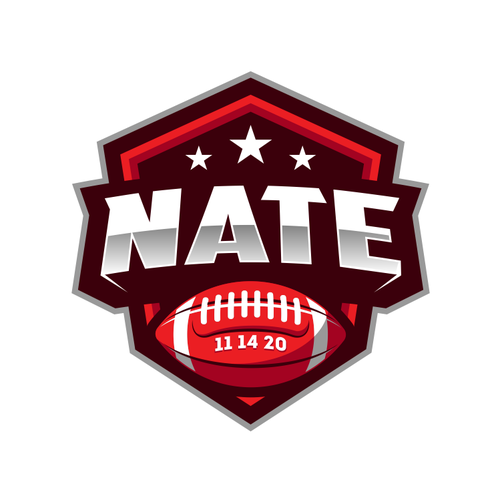 Football logo with the title 'Nate's  Bar Mitzvah'