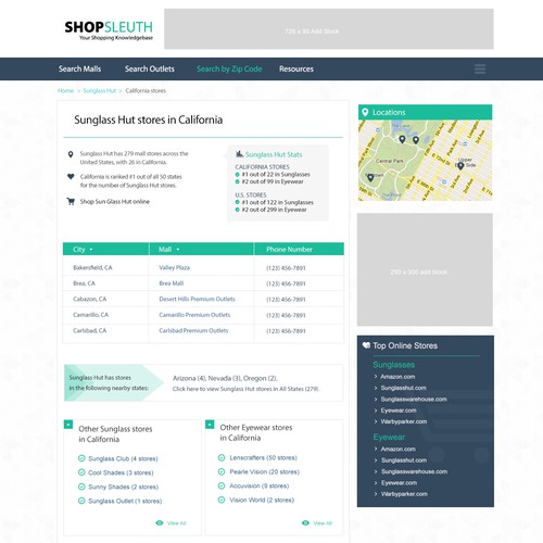 Marketing website with the title 'New Page Design for Shopping Engine'
