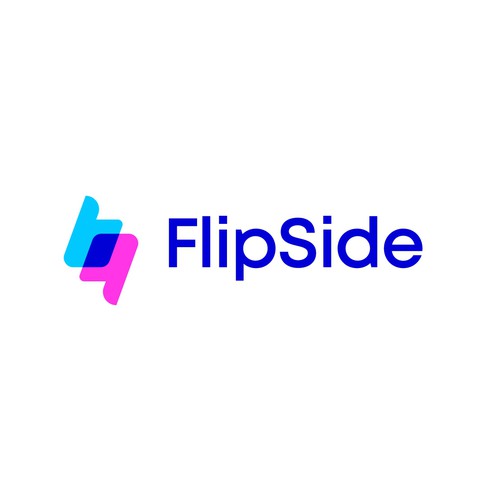 Tech design with the title 'FlipSide — Brand Identity for a Social Opinion-Sharing App'