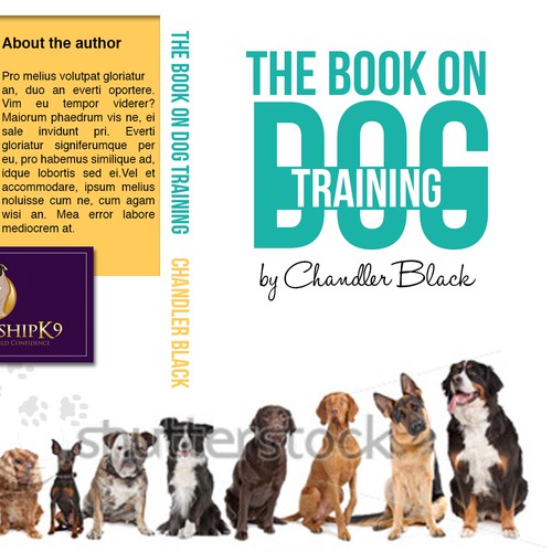 Dog book cover with the title 'Create a playful and clean cover for "The Book on Dog Training"'