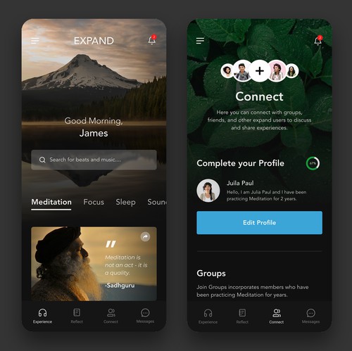 Beat design with the title 'Meditation Mobile app'