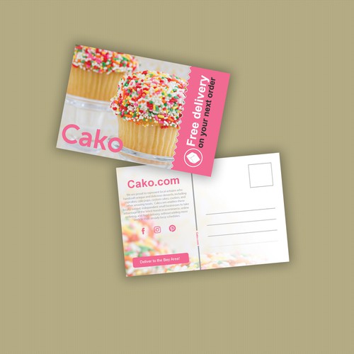 Cupcake design with the title 'Cako postcard'