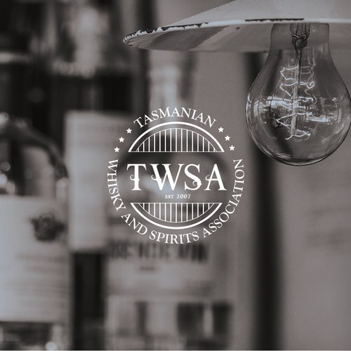 Aussie logo with the title 'Classic style whisky and spirits association logo'