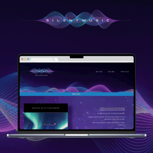 Design with the title 'Silent Music Website'