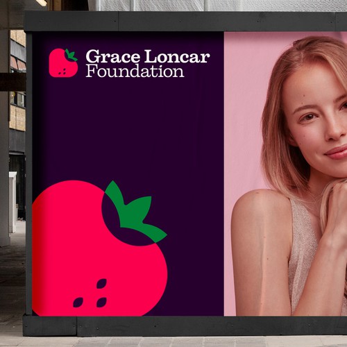 Strawberry design with the title 'A strawberry full of love'