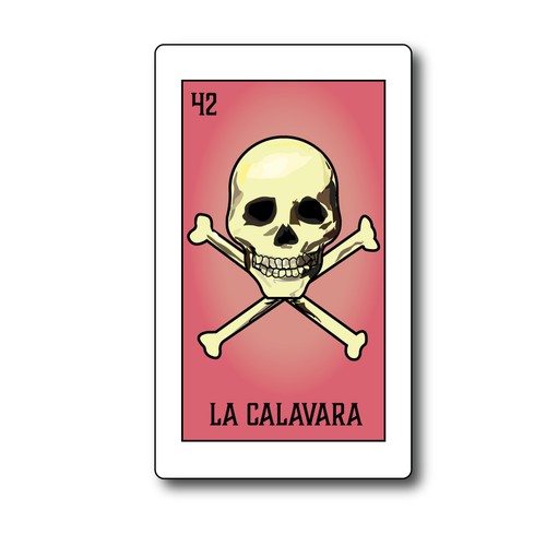 Emoji illustration with the title 'Merchandise Design based on the Vintage Mexican Loteria'