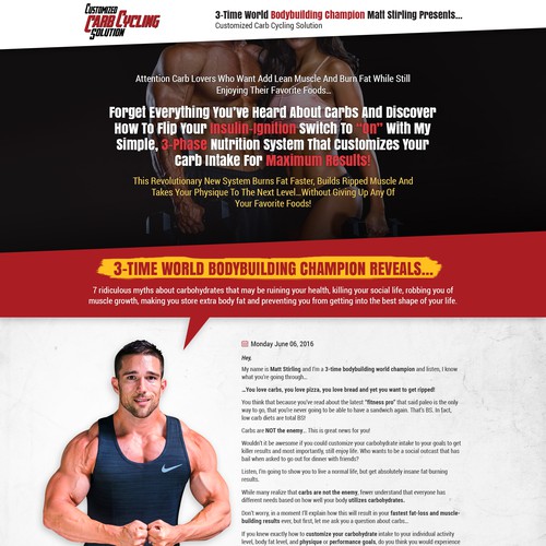 Sales page design with the title 'Long Form Sales Copy Page - Fitness Related'