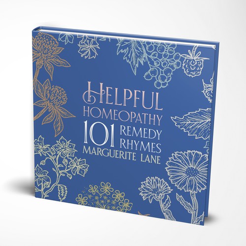 Vintage book cover with the title 'Slightly vintage cover concept for a book on homeopathy rhymes'