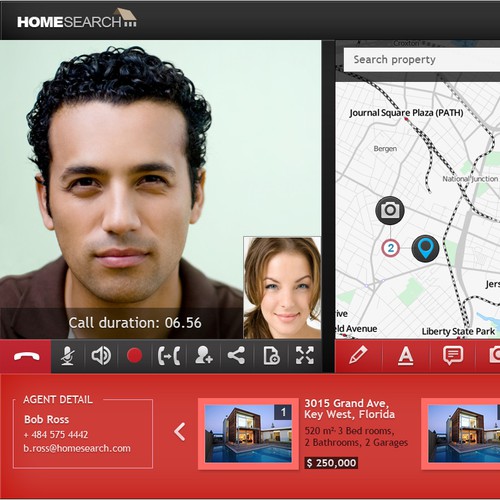 Interactive design with the title 'HomeSearch website'