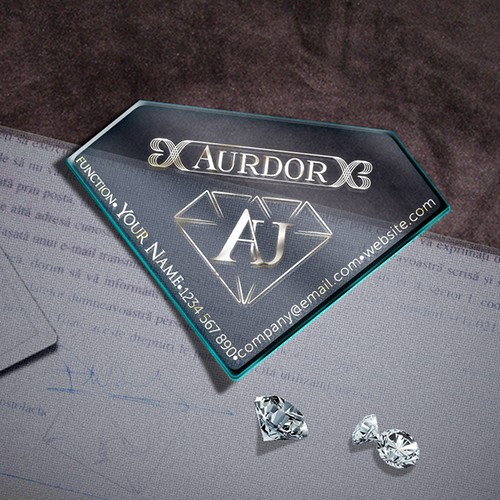 Glass brand with the title 'Business Card and Envelope Design for a Jewelry and Diamond seller. '