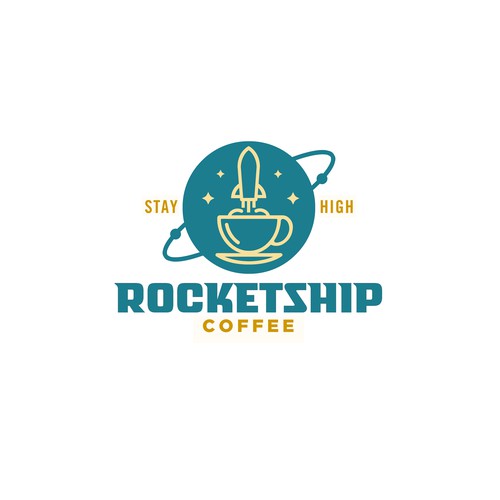 Atomic design with the title 'Rocketship Coffee Logo'