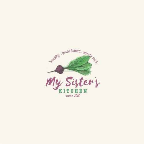 Vegetarian logo with the title 'Hand drawn art for a food blog'