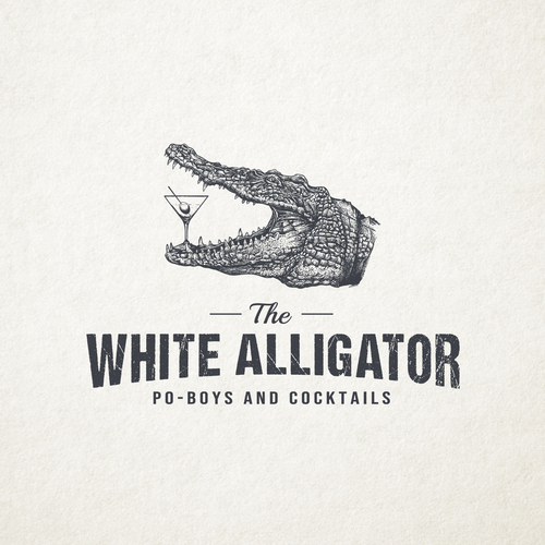 Crocodile logo with the title 'The White Alligator'