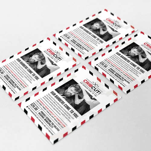 Men's fashion design with the title 'Postcard Design for CribCut.com'