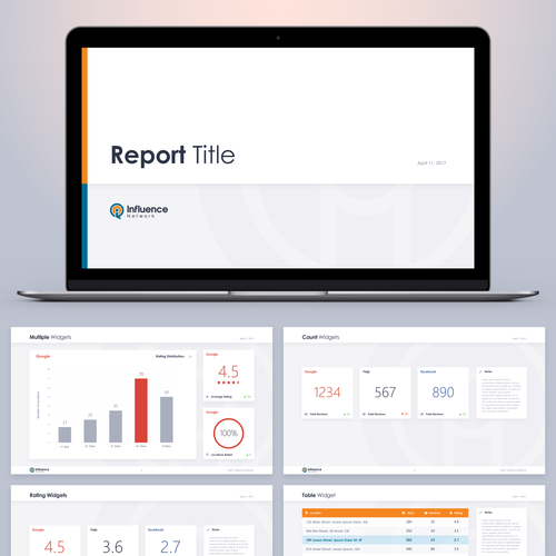 Report design with the title 'Report Widgets'