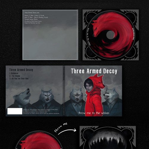 CD cover design with the title 'throw me to the wolves'