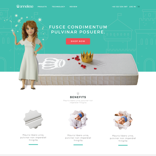 Mattress design with the title 'Mattress Landing Page'