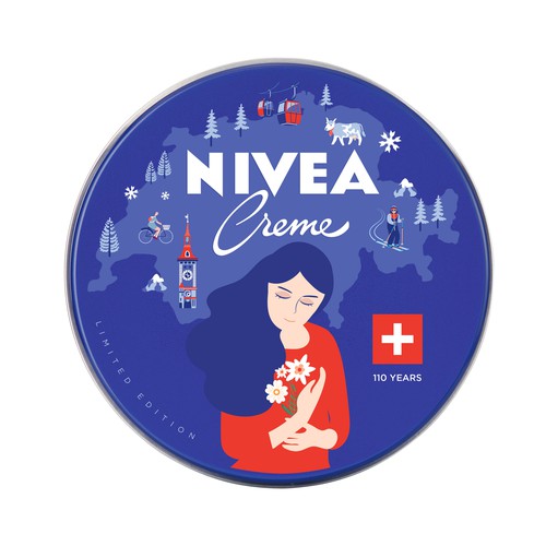 Packaging illustration with the title 'Nivea creme '