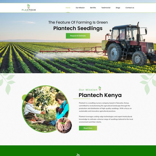 Agriculture website with the title 'Plantech Kenya LTD'