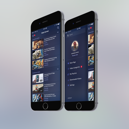 Android design with the title 'Educational Video Mobile App'