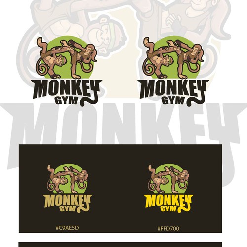 Boxing-gloves logo with the title 'Monkey Gym'
