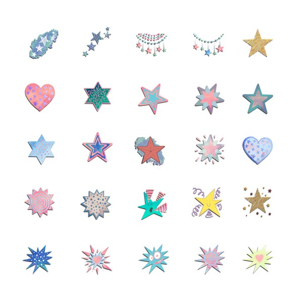 Star artwork with the title 'Star Theme Stamp Sets for Photo Editing App'