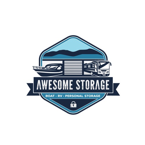 RV logo with the title 'AWESOME STORAGE'