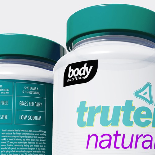 Nutrition packaging with the title 'Design a clean, contemporary label for a healthy, all-natural protein powder!'