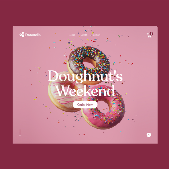 Donut design with the title 'Website concept for a donut store'